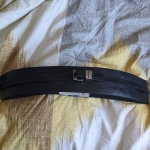 White House Black Market Leather Goth Black Stretch Belt.